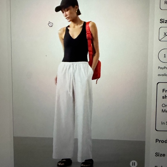 Athleta paradise midrise White Wide-Leg Pants, L petite - Picture 2 of 5